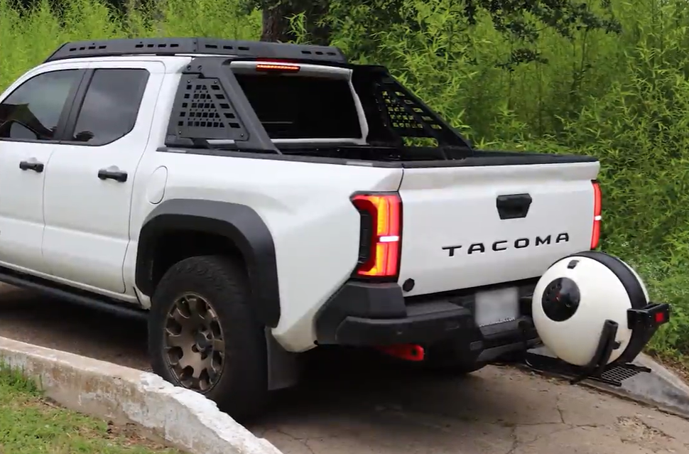 Use the Pengo Basket as a hitch attachment to tow the Pengo Cooler Ball behind a truck
